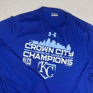 Kansas City Royals Shirt Mens 2XL Blue‎ MLB Baseball Under Armour ALCS Champions